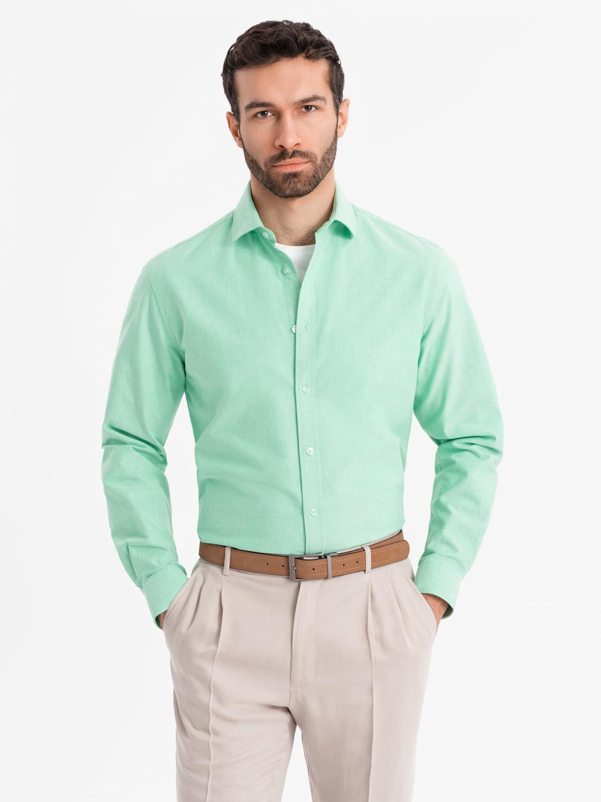 Ombre Men's pastel cotton oxford shirt - mint