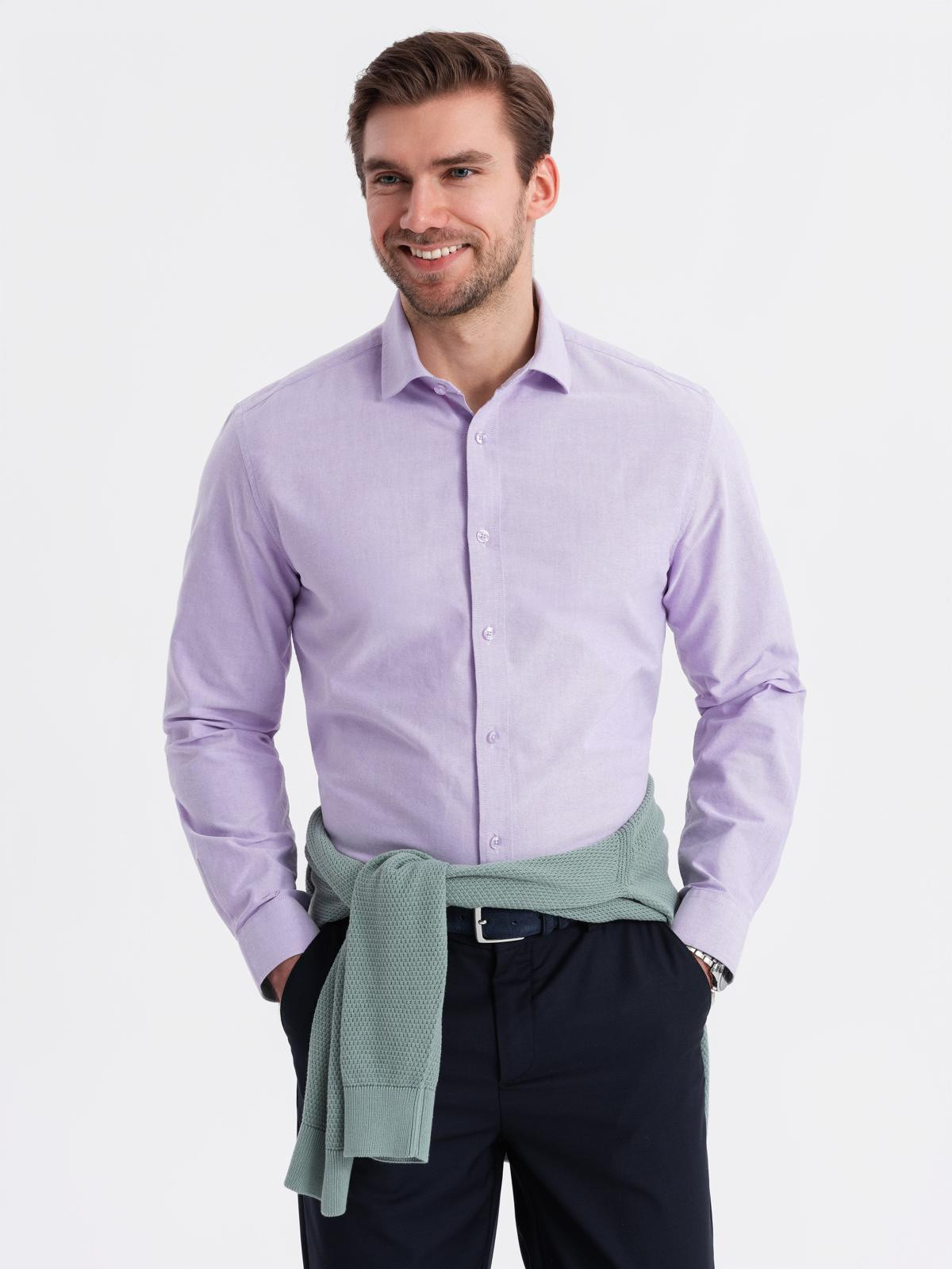 Ombre Men's cotton pastel oxford shirt - lavender