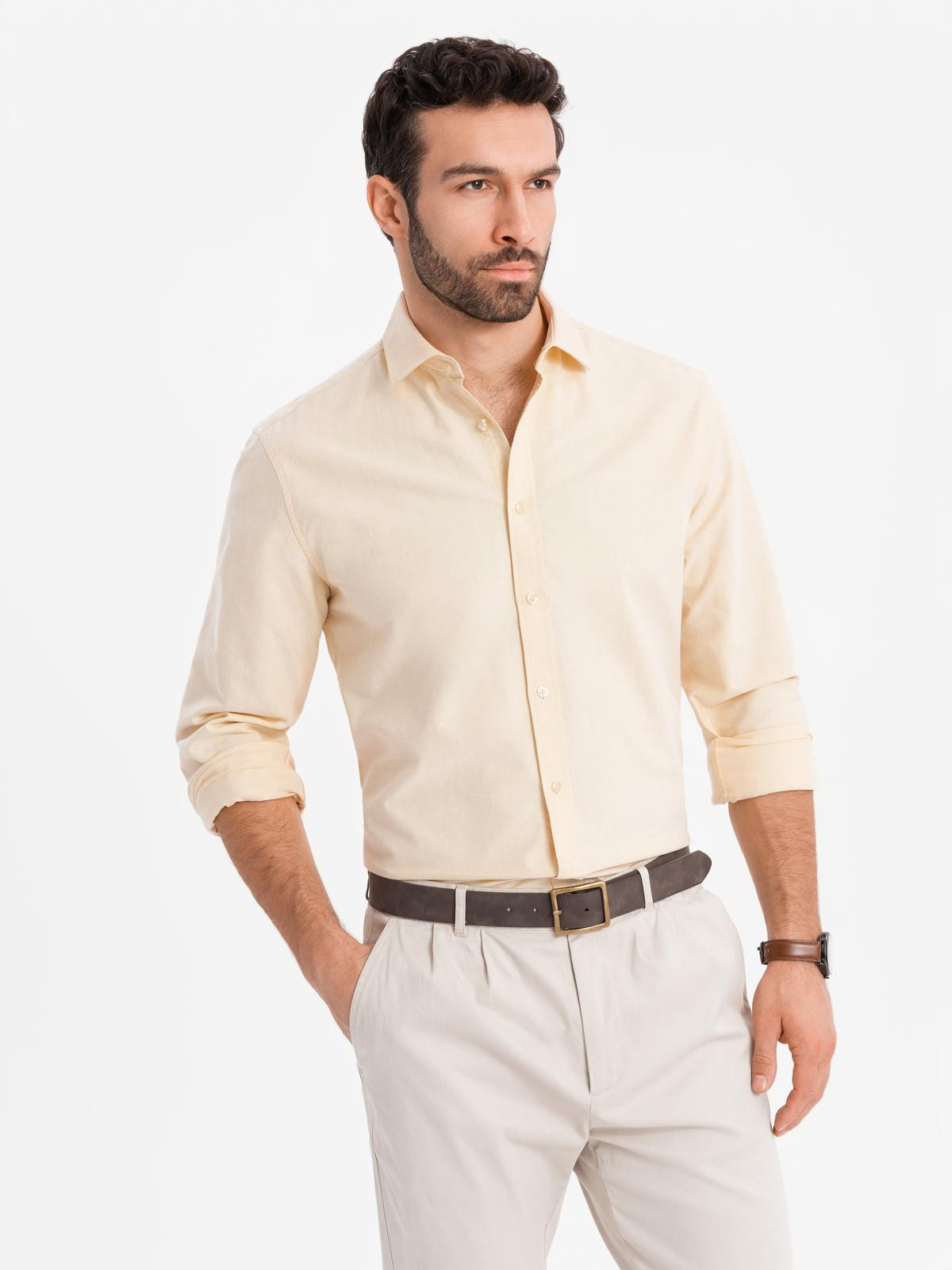 Ombre Pastel cotton men's oxford shirt - bright yellow