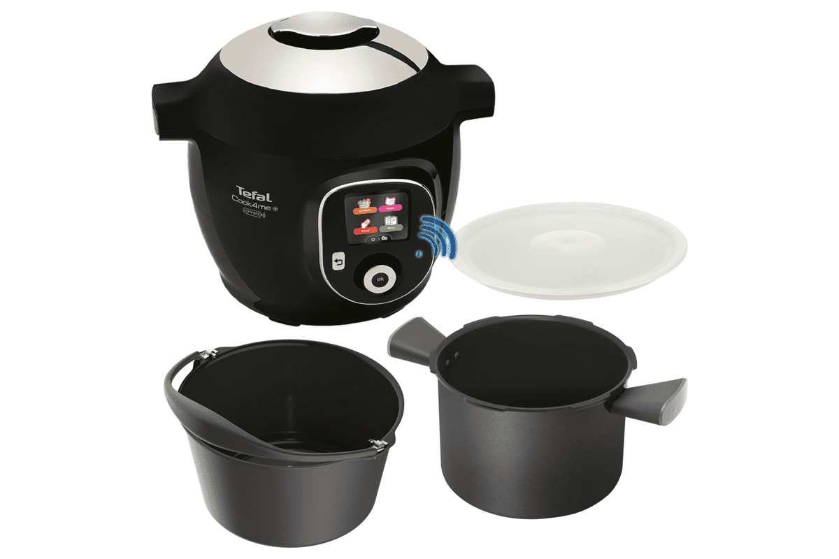 Akční set elektrický hrnec Tefal Cook4me+ Connect a příslušenství nádoba, forma na pečení a víko