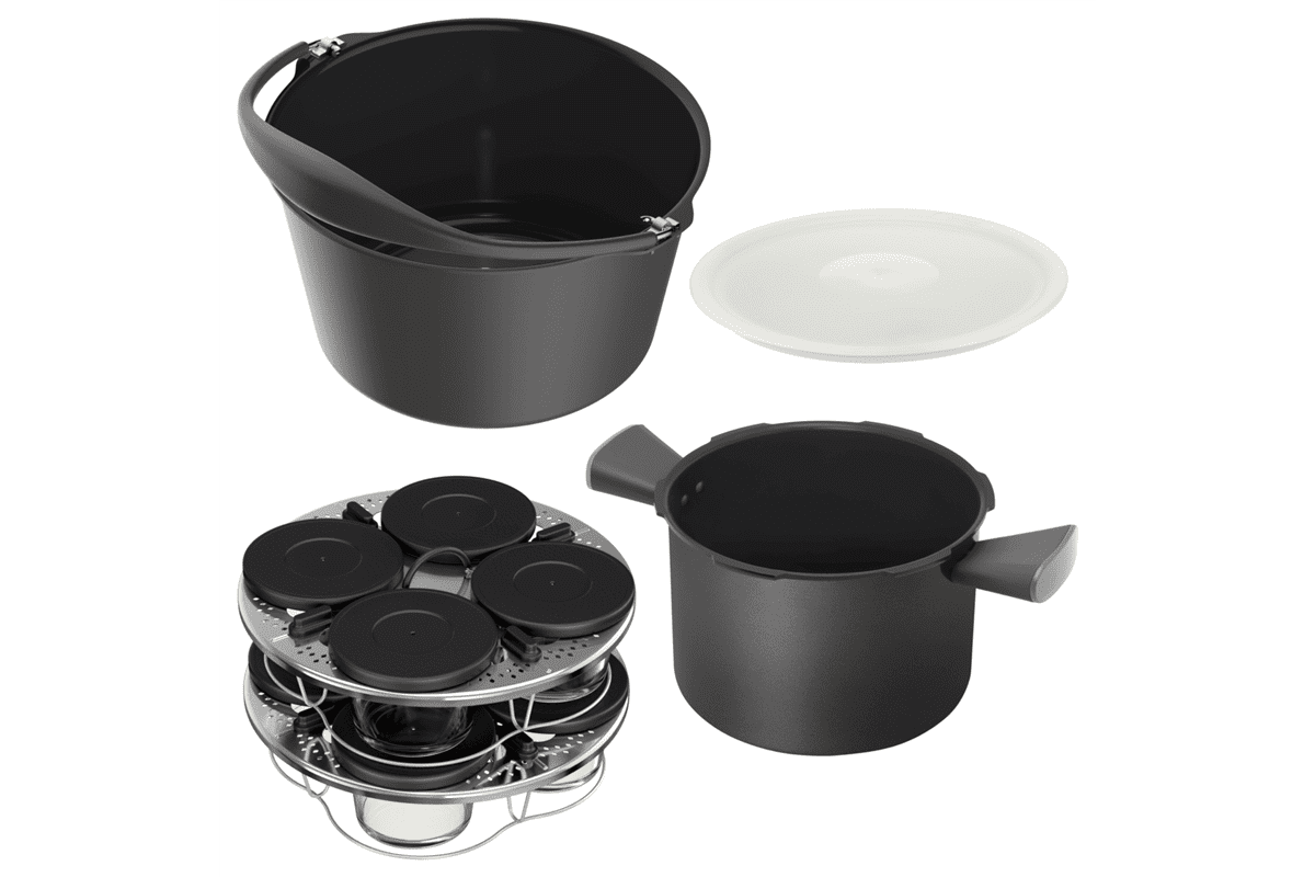 Akční set příslušenství k hrnci Tefal Cook4me+ a Connect nádoba, forma na pečení, víko a skleničky