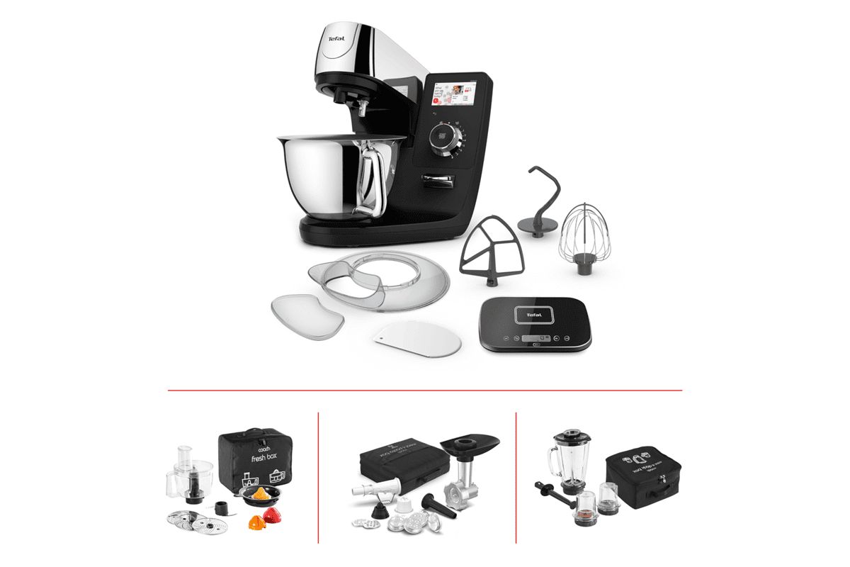 Kuchyňský robot Tefal i-Coach Touch s váhou QB951838 Nerezový/Černý