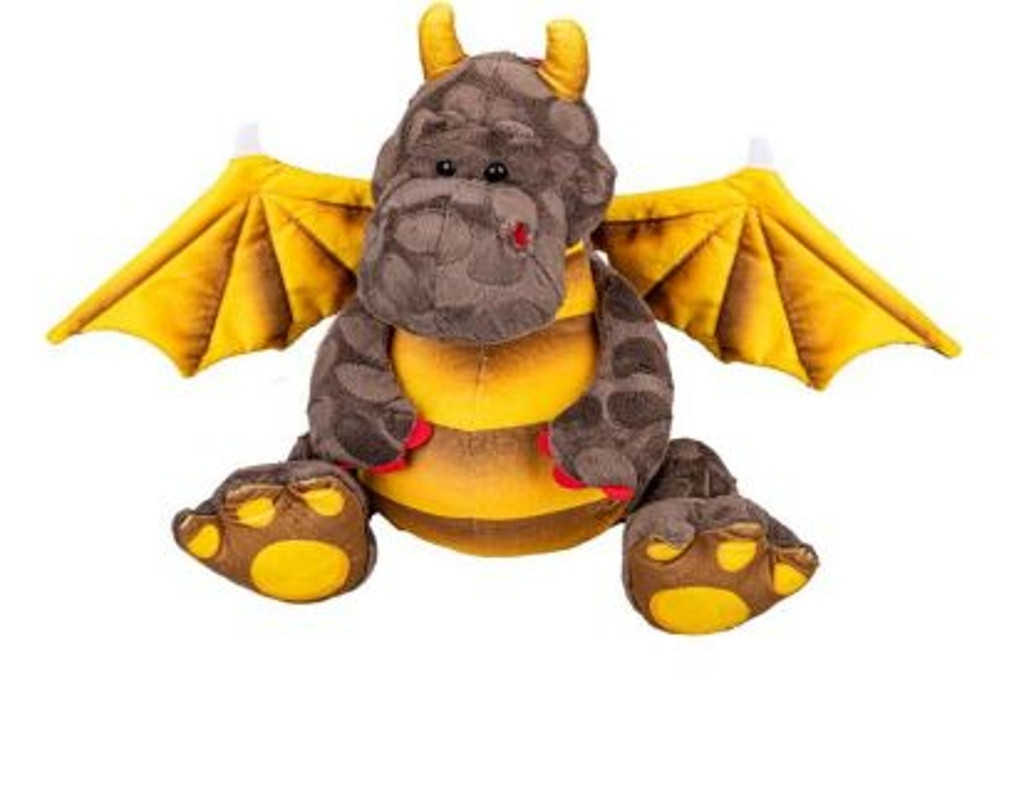 Drak plyšový 30 cm hnědý sedící