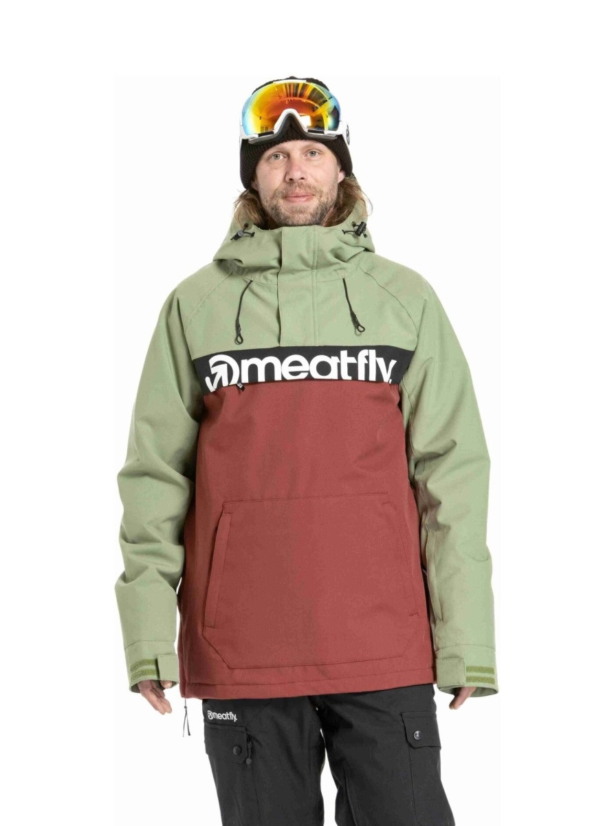 Pánská snb & ski bunda meatfly slinger olivová/červená s