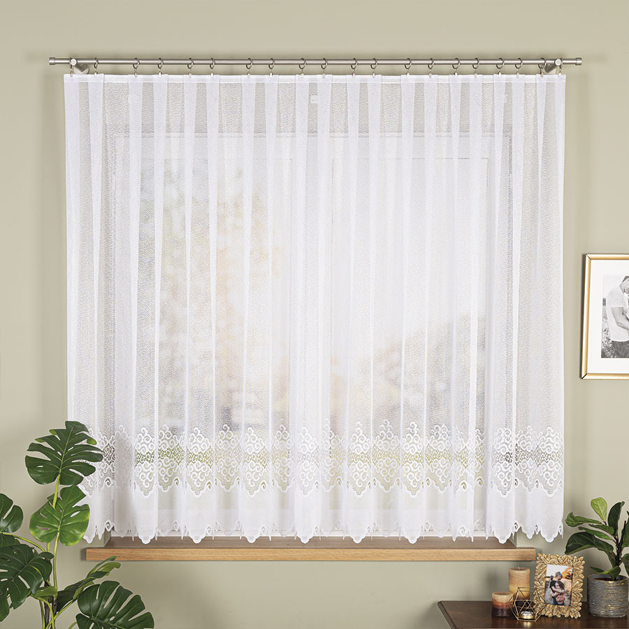 Dekorační krátká záclona na žabky MODESTA LINE 160 bílá 400x160 cm MyBestHome