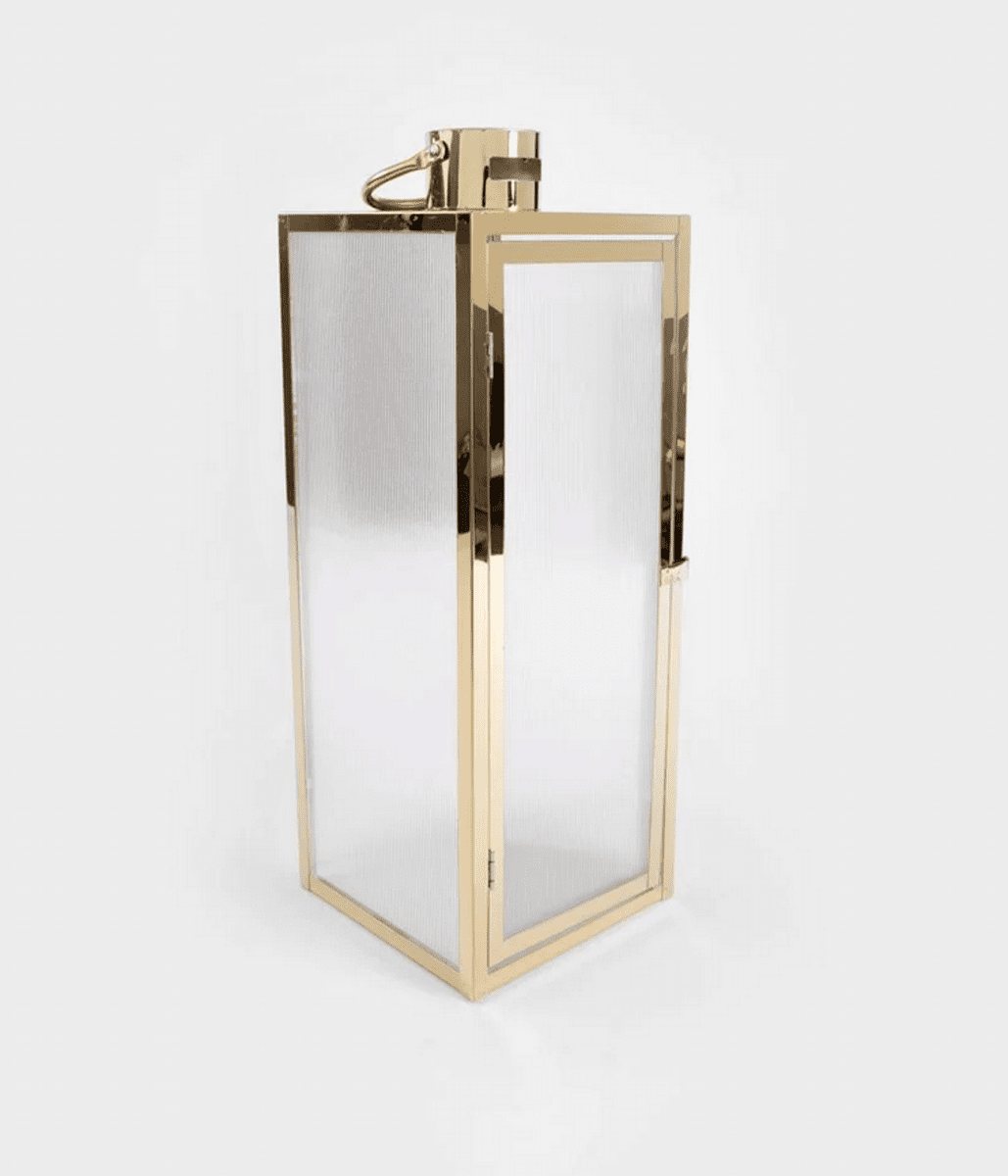 Lucerna | TONDO | zlatá s pruhovaným sklem | 18x18x50 cm | 705120