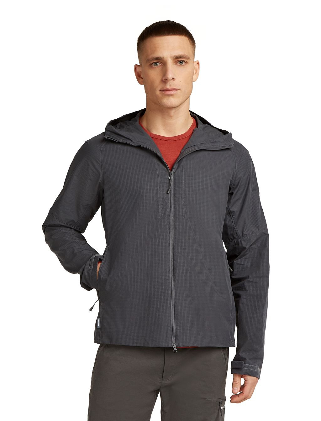 ICEBREAKER Mens Shell+ Cotton Elevatio Wind Jacket, Obsidian velikost: L