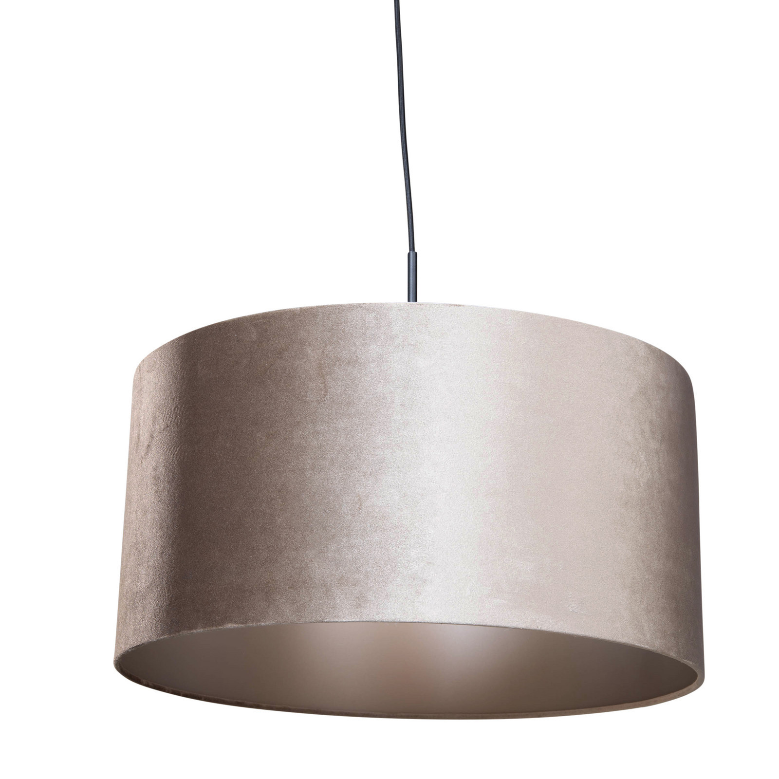 Hanglamp zwart met velours kap taupe 50cm - Combi 1