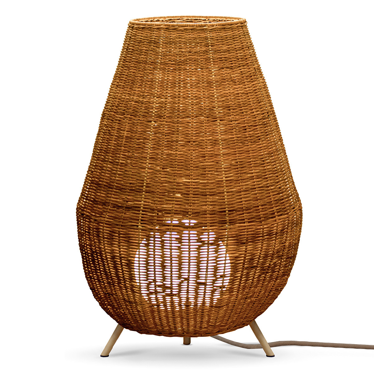 Stojací lampa z ratanu s možností stmívání, IP65, s dálkovým ovládáním - Saona