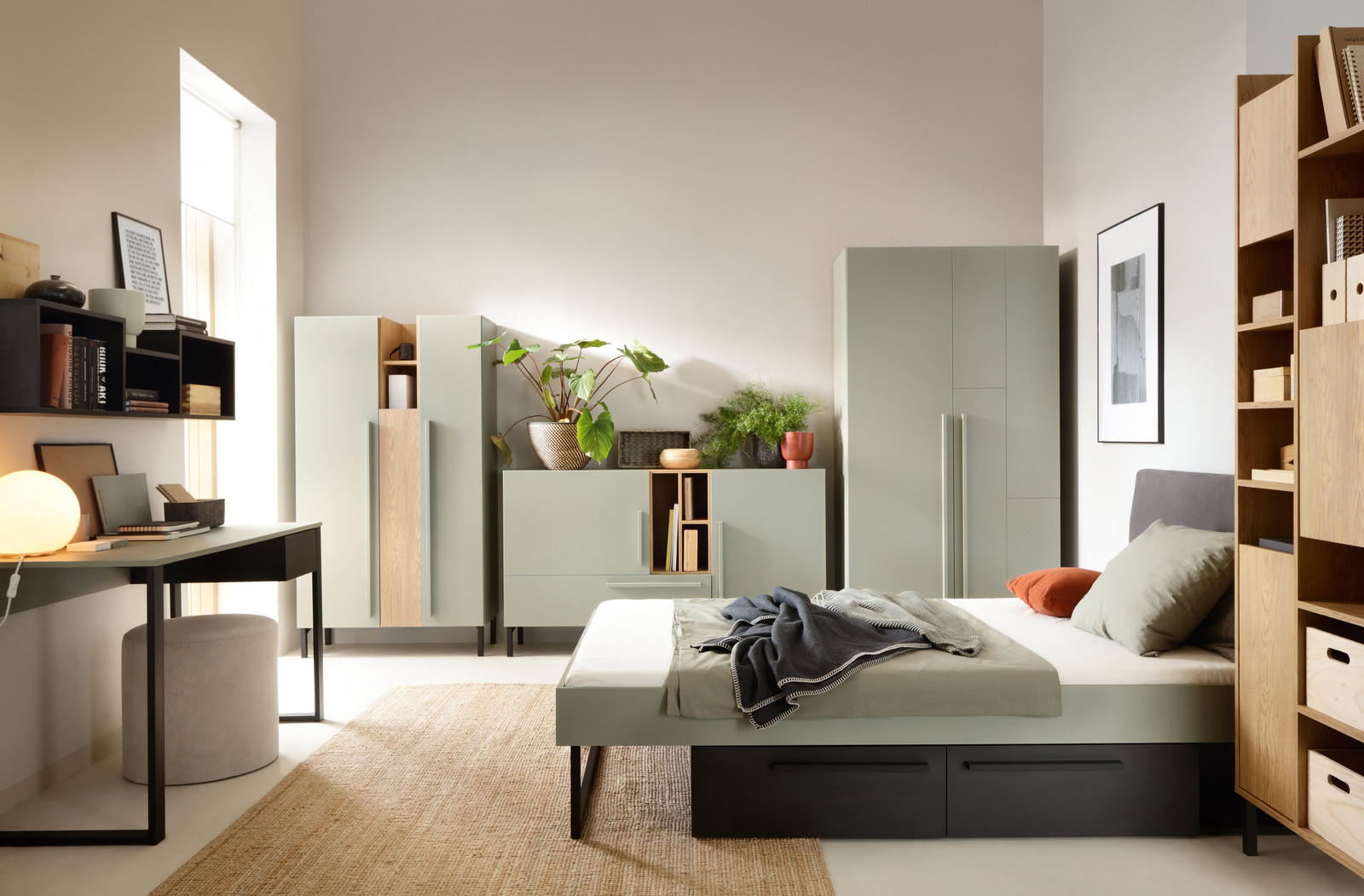 Dětský pokoj Sergio 2 Barva korpusu + barva dveří: Eukaliptus / Dub Baltic Dune / Černá onyx