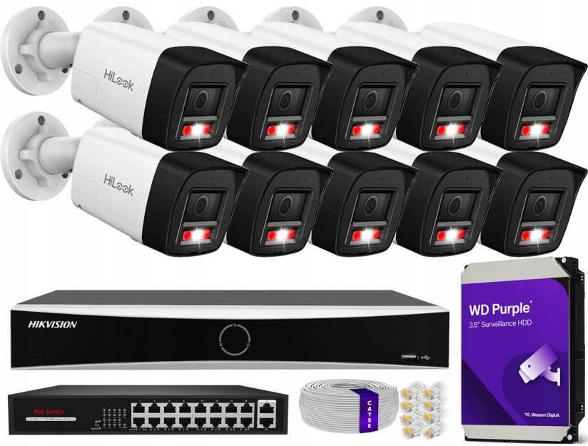 Sada pro monitorování domu Ip kamera 10x IPC-B180HA-LUF/SL 8 Mpx Ir 30 m