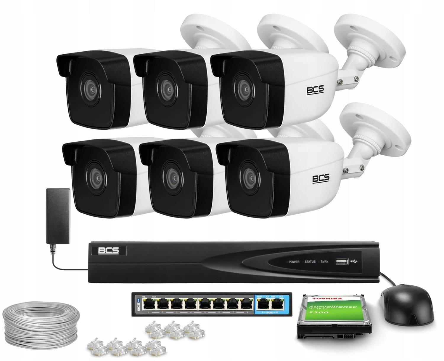 Monitorovací sada domácnost firma 6x kamera BCS-V-TIP14FWR3 4MPx Ir 30m pohyb