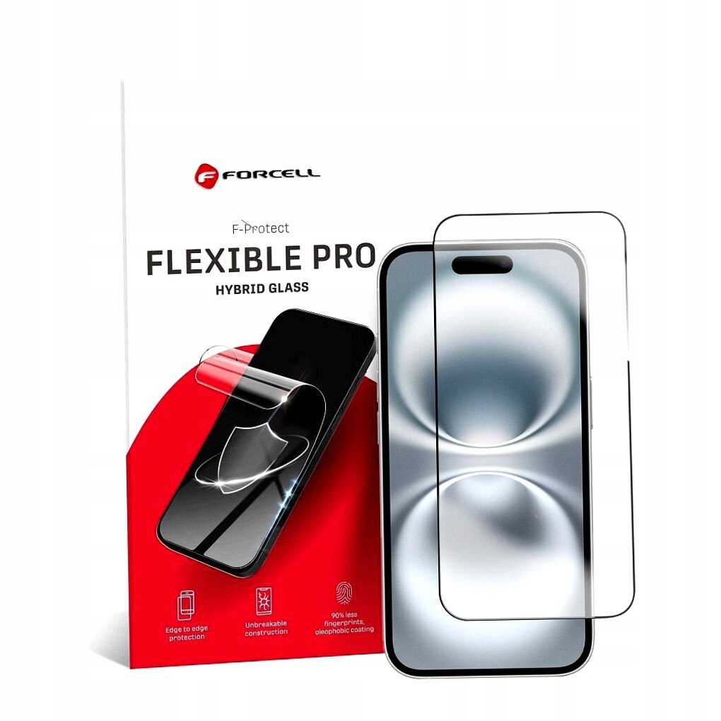 Flexible 5D sklo pro iPhone 16 Plus, černé