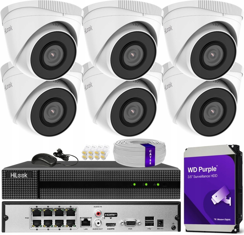 Sada pro monitorování domu Ip kamera 6x IPC-T250H 5MPx PoE IR30m