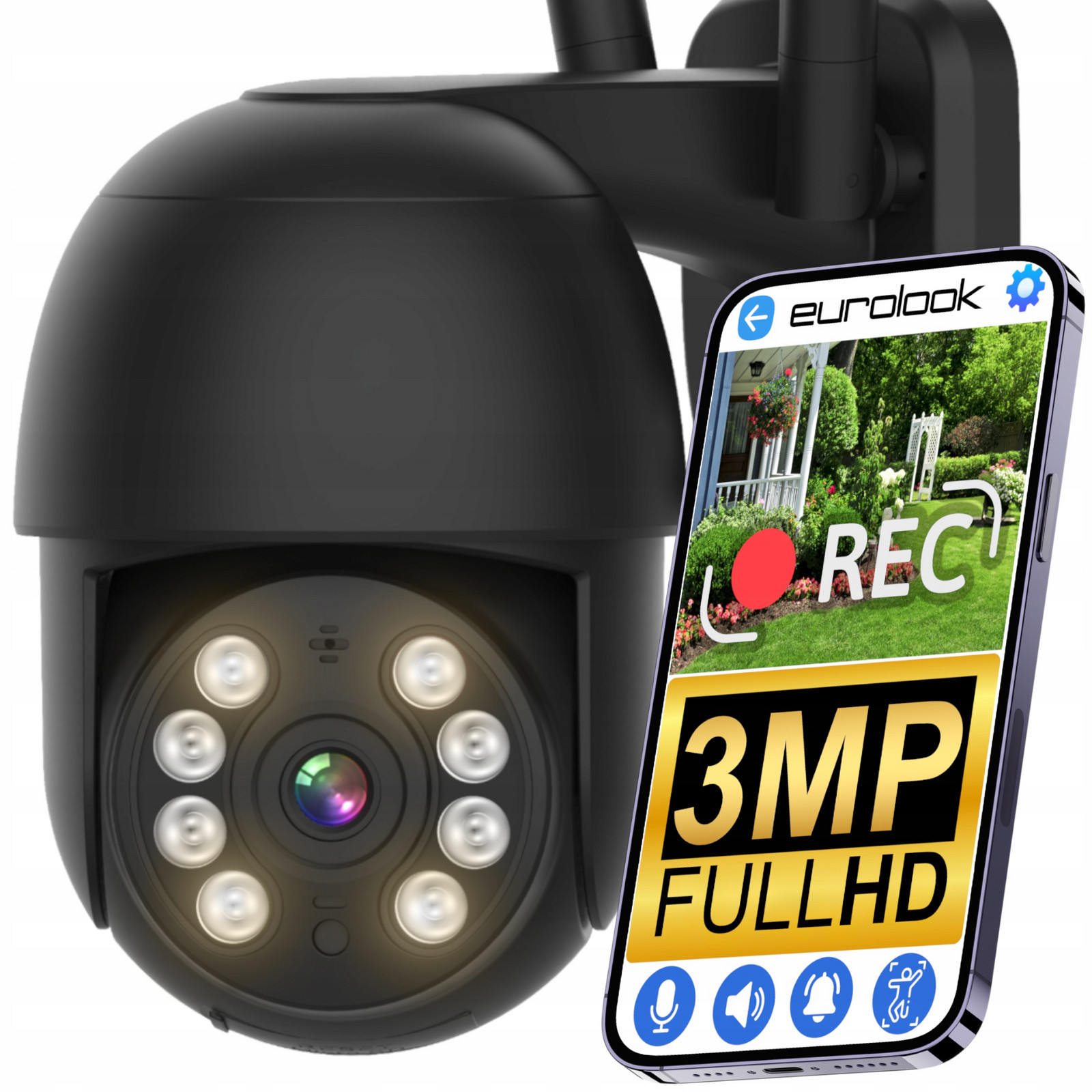 Wifi Kamera Otočná Smart 3MPx Fullhd Monitoring Detekce Zoom X4 Icsee