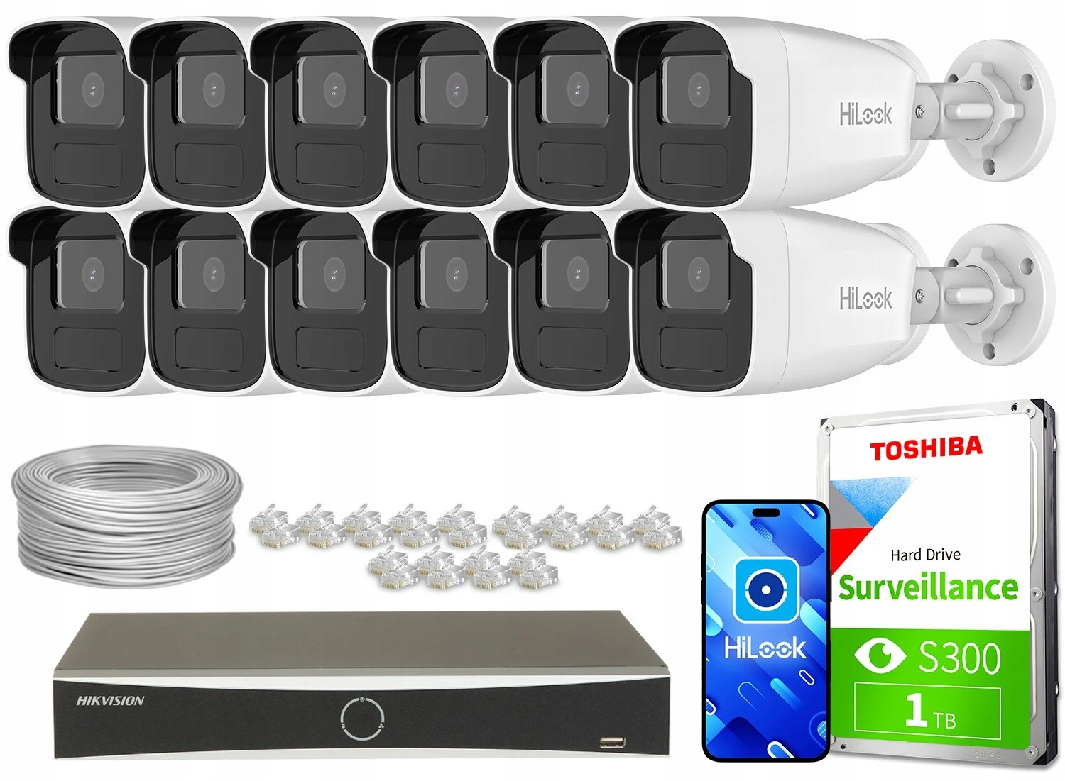 Domácí monitorovací sada od 12x IPCAM-B2-50IR DS-7616NXI-K2/16P(D Ir 50m