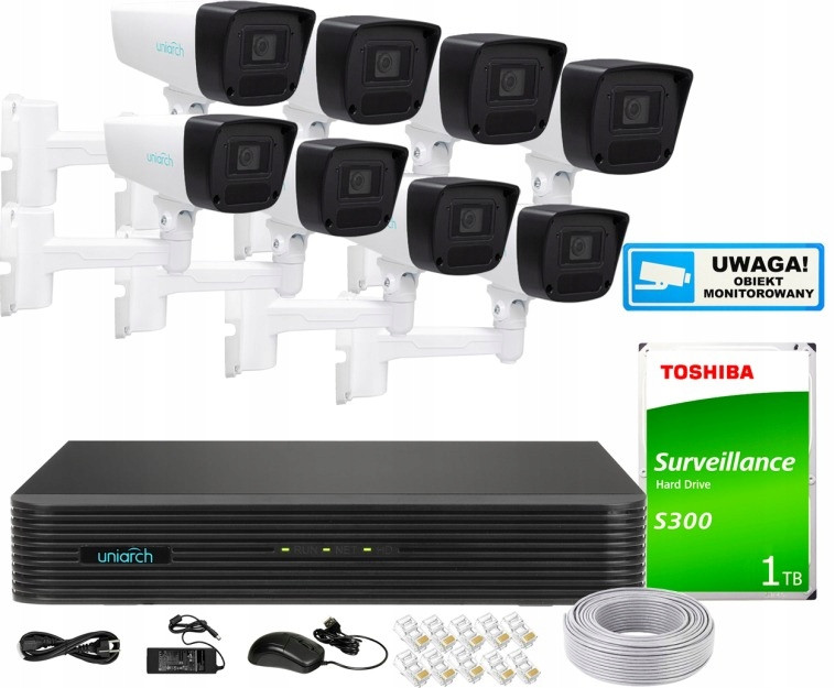 Monitorovací sada domácí Ip kamera 8x IPC-B222-APF40 2MPx Ir 60 m