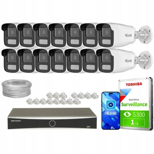 Monitorovací sada od 14x IPCAM-B4-30DL 4MPx Hybrid Light mikrofon