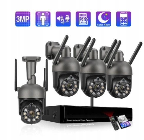 Sada 2 Otočných Wifi Kamer Pro 3MPX Monitoring Autotracking Audio Color