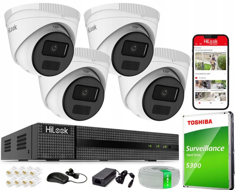 Monitorovací sada domácí Ip kamera 4x IPC-T241H-C NVR-4CH-4MP/4P 4MPx Ir 20 m