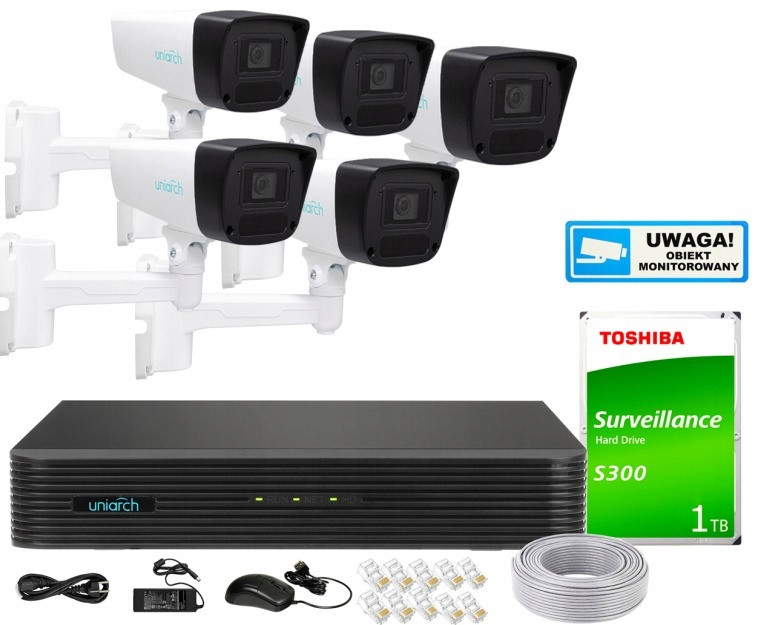 Monitorovací sada domácí Ip kamera 5x IPC-B222-APF40 2MPx Ir 60 m