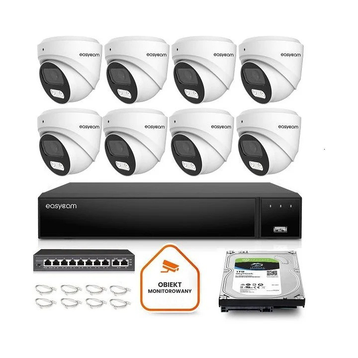 Sada pro monitorování Ip domů kamera 8x EC-IP-D5MP30DL-W 5MPx IR40m mikrofon
