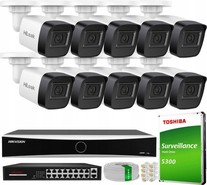 Monitorovací sada domácí venkovní Ip kamera 10x IPC-B141H-C 4MPx Ir 20 m