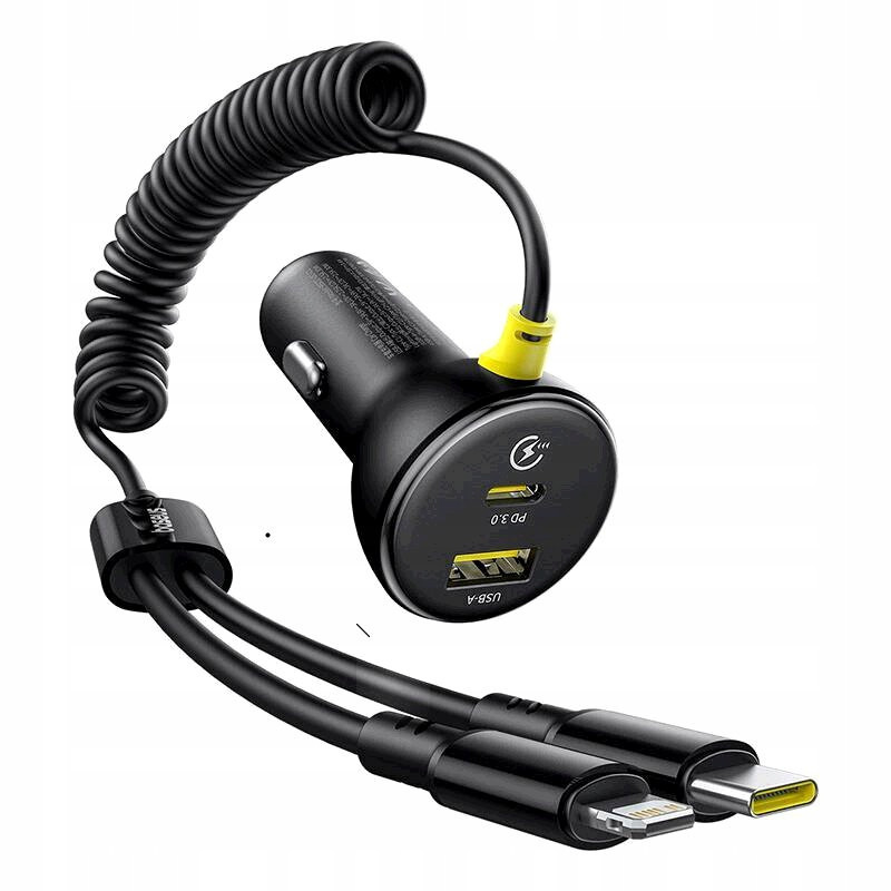 automobilová Baseus, 2x Usb typu C 60W Pd, kabel Lightning, Usb-c