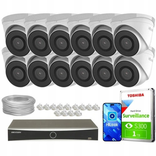 Domácí monitorovací sada firma obchod kamera 12x IPCAM-T5 5MPx Ir 30m