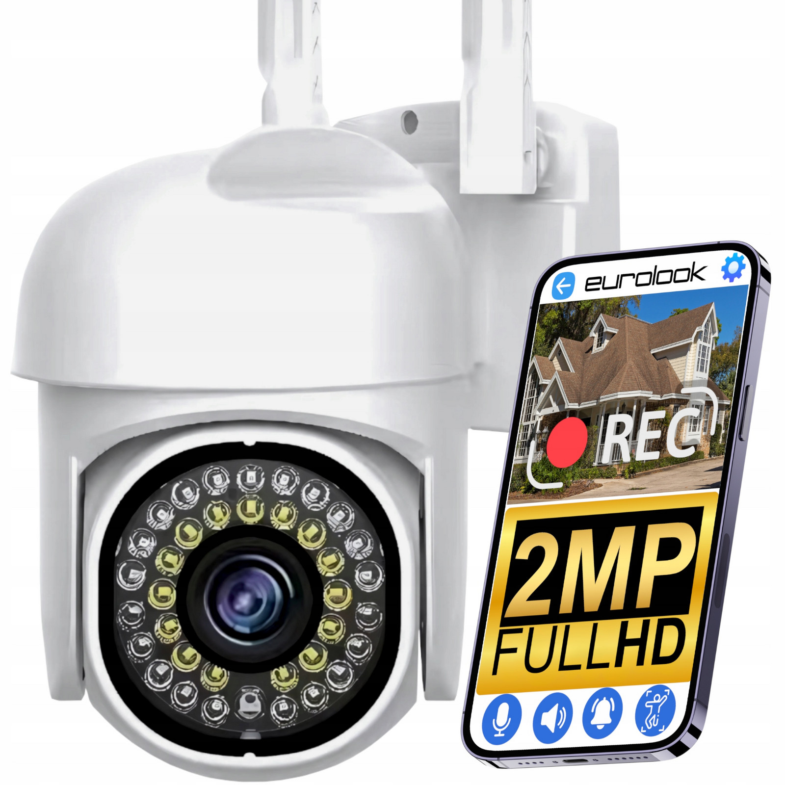 Bezdrátová Otočná Ip Wifi Kamera 2MP Fhd Fullhd Push Ir Notifikace
