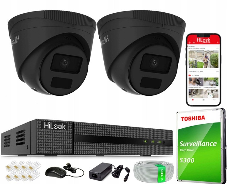 Monitorovací sada domácí Ip kamera 2x IPC-T241H-C Black 4MPx Ir 20 m