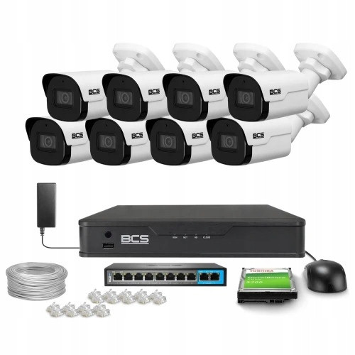 Monitorovací set domácí firma Ip kamery 8x BCS-P-TIP24FSR4-Ai2 5Mpx audio