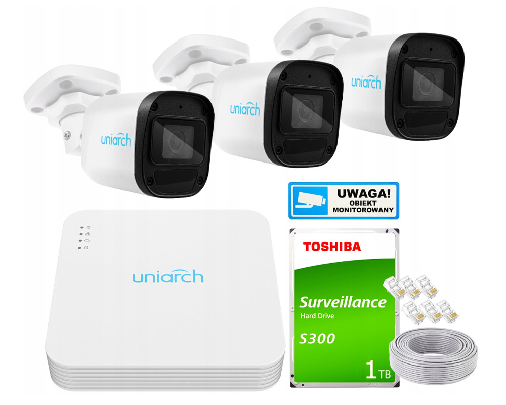 Monitorovací sada domácí Ip kamera 3x IPC-B122-APF28 2MPx Ir 30 m