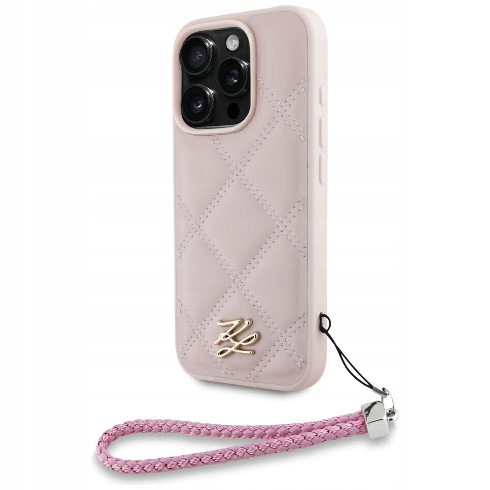 Karl Lagerfeld Quilted pouzdro Prošívané poutko na pouzdro kryt pro iPhone 16 Pro