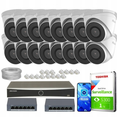 Domácí monitorovací set firma obchod kamera 16x IPCAM-T5 5MPx Ir 30m switch