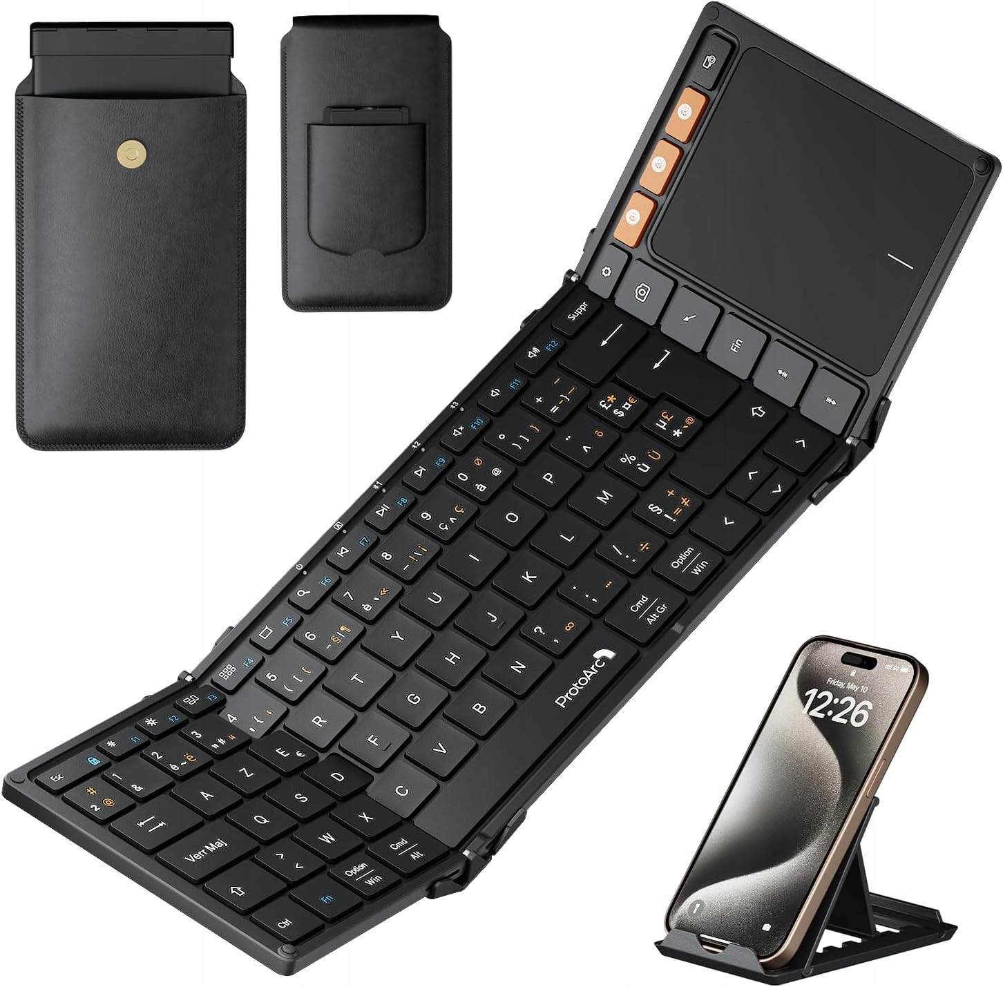 ProtoArc XK01 Tp Skládací klávesnice Bluetooth Touchpad Azerty Samolepky