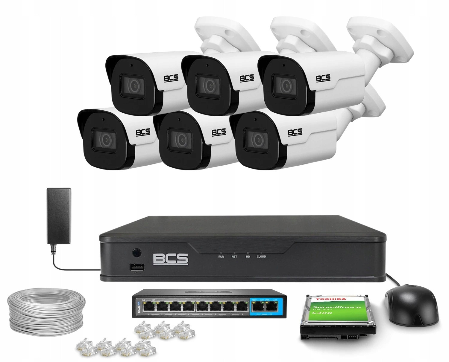 Monitorovací set domácí firma Ip kamery 6x BCS-P-TIP24FSR4-Ai2 5Mpx audio