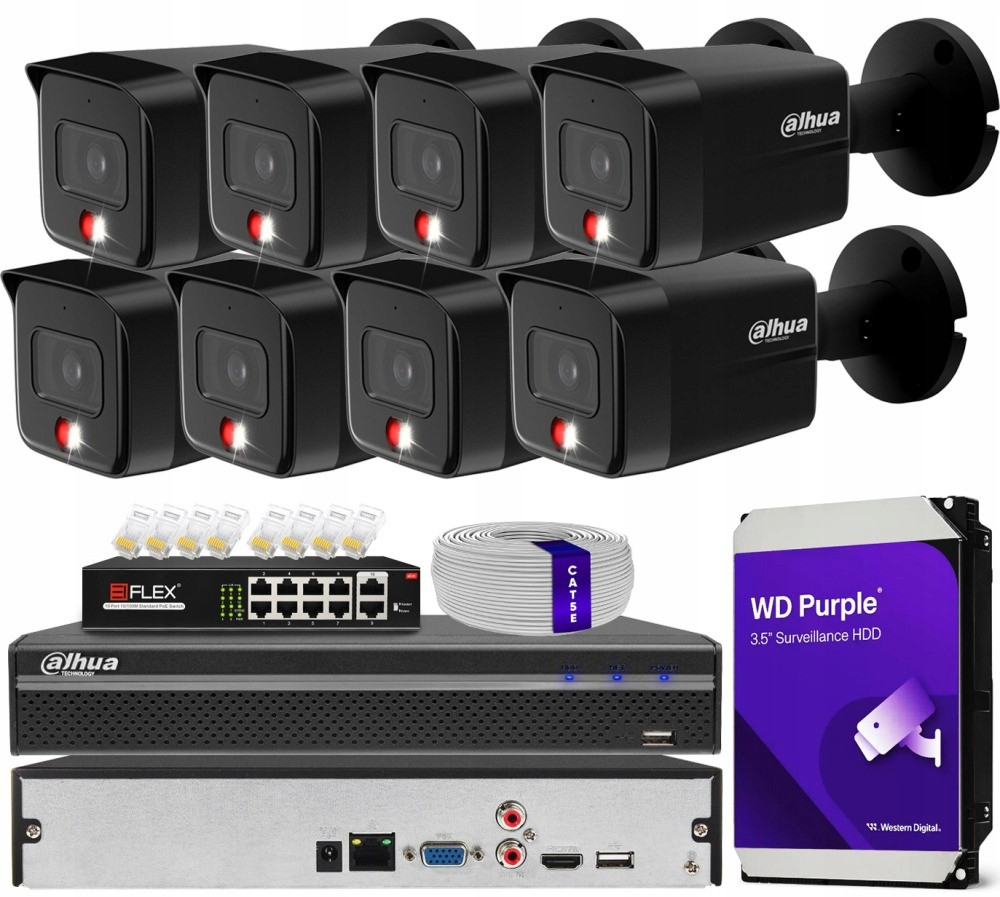 Domácí monitorovací sada Ip kamera 8x IPC-HFW1639TC-A-IL-0280B-S6 Black