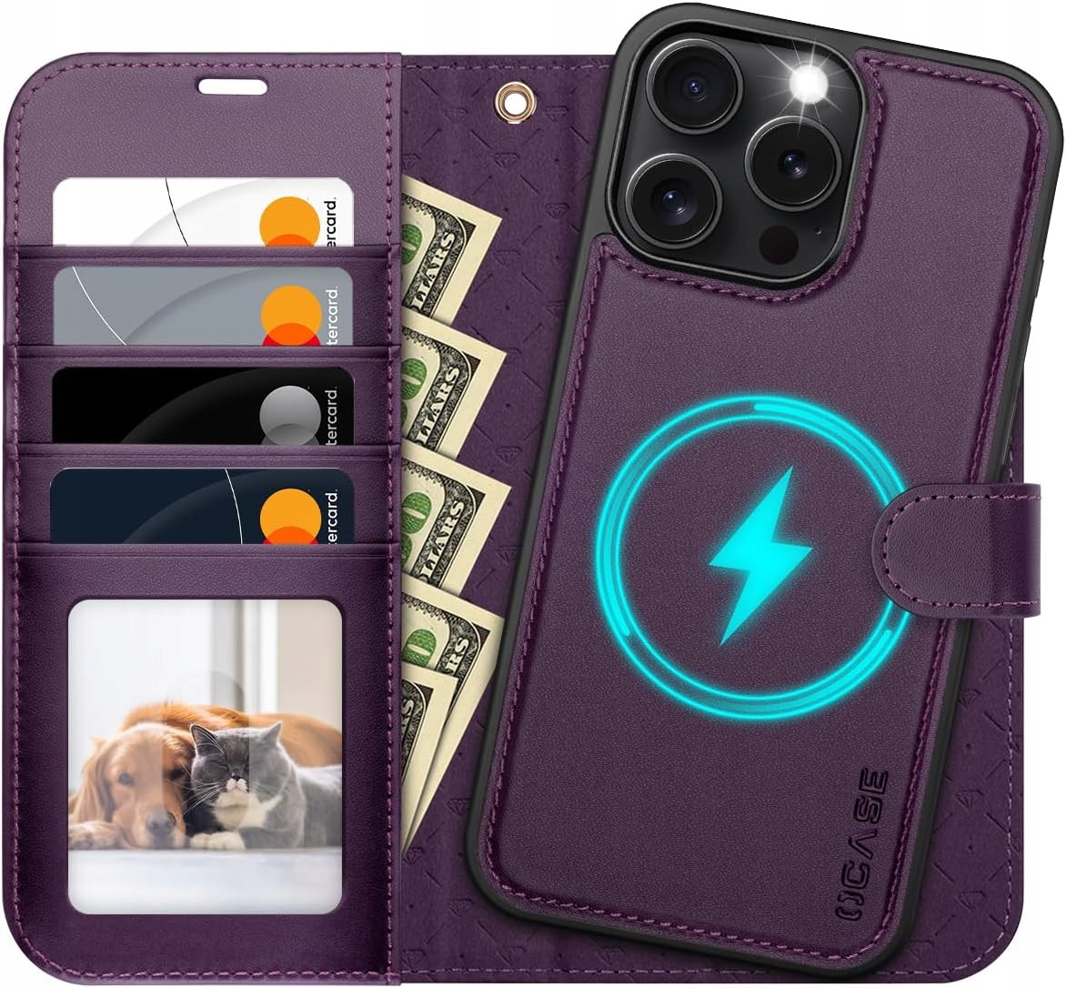 Ocase kožené pouzdro pro iPhone 16 Pro Max tmavě fialová barva 2v1 řemínek