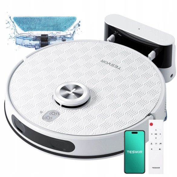 Robotický vysavač Tesvor S8 Pro 2v1 6000Pa LiDAR -Bílý [FakturaVT][Certyf]