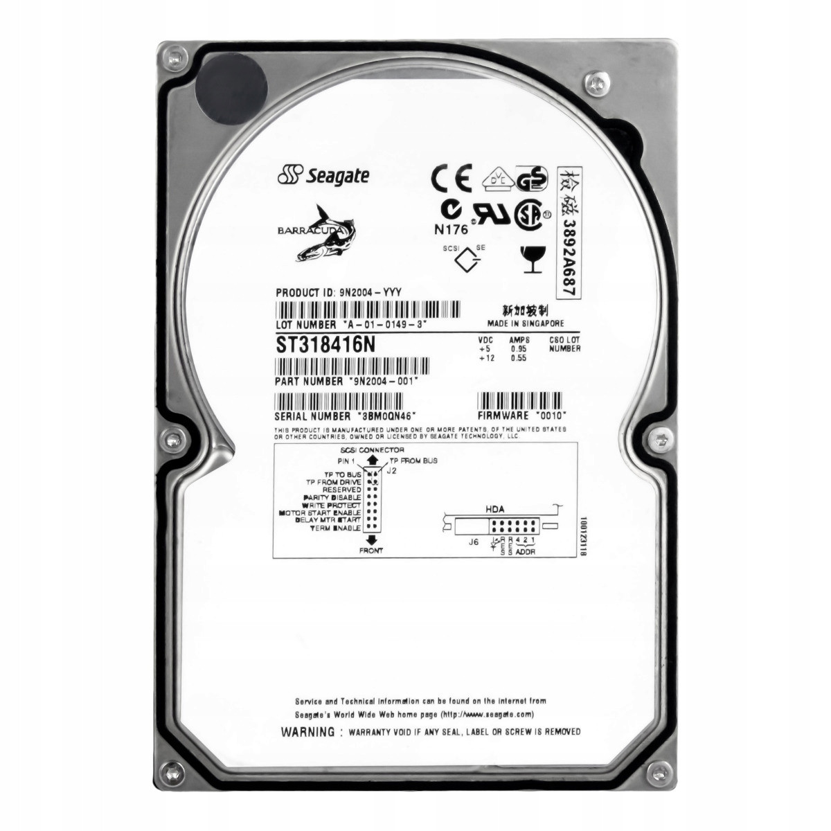 Seagate Barracuda 18XL 18.4GB 7.2K Scsi 50-PIN 3.5