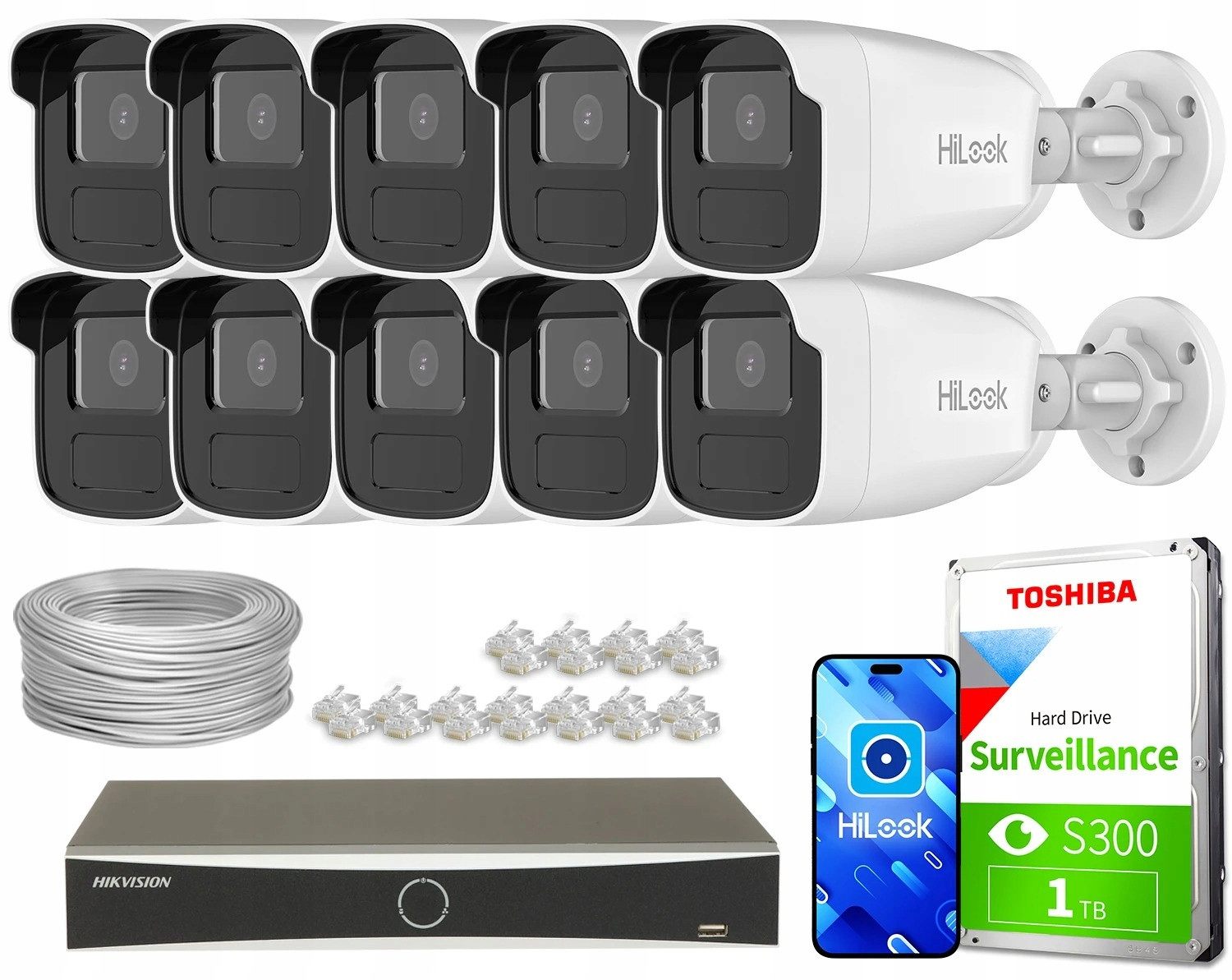 Domácí monitorovací sada od 10x IPCAM-B2-50IR DS-7616NXI-K2/16P(D) Ir 50m