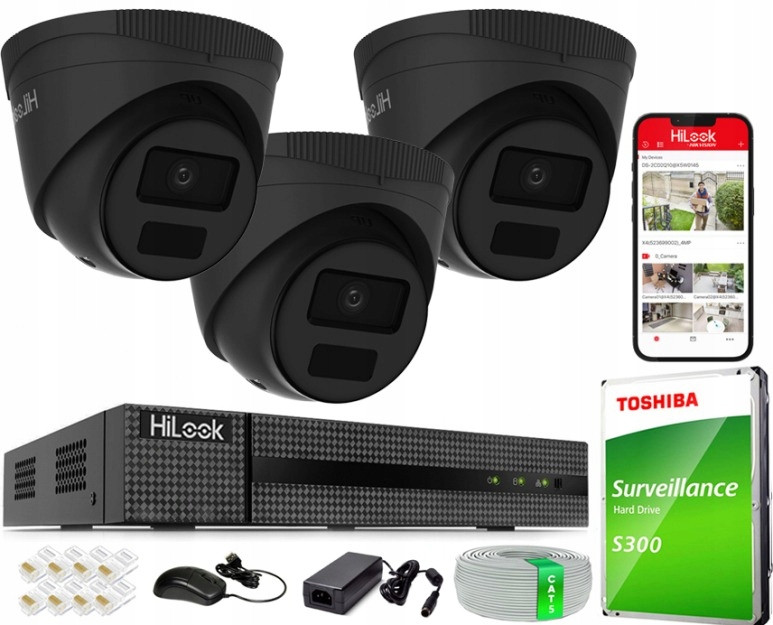 Monitorovací sada domácí Ip kamera 3x IPC-T241H-C Black 4MPx Ir 20 m