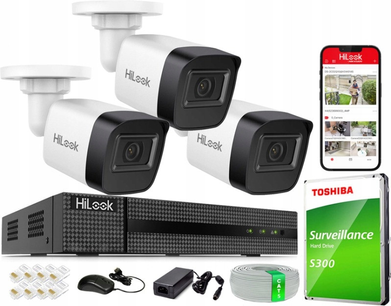 Sada pro monitorování domu, venkovní Ip kamera 3x IPC-B141H-C 4MPx Hik