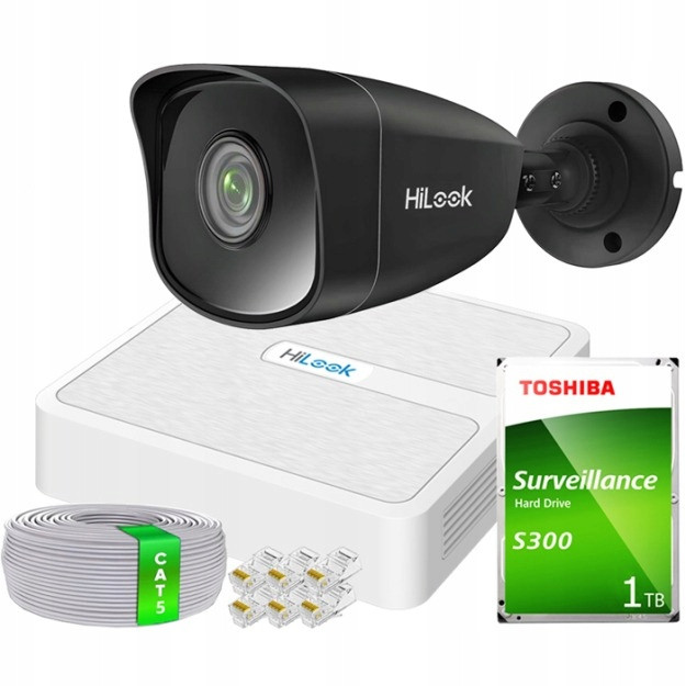 Monitorovací sada domácí Ip kamera 1x IPCAM-B5 Black NVR-4CH-H/4P 5MPx Ir 30m