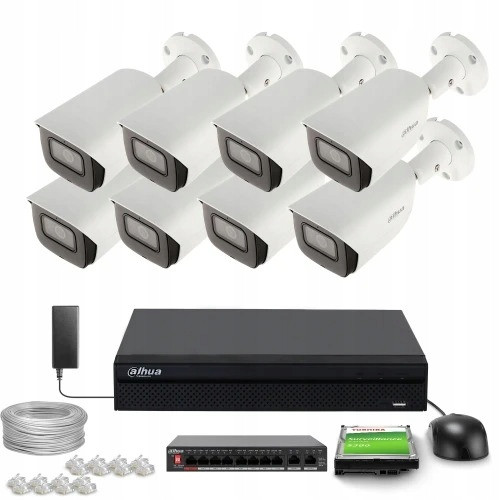 Ip domácí monitorovací set 8x IPC-HFW3541E-AS-0360B-S2 Ir 50m mikrofon