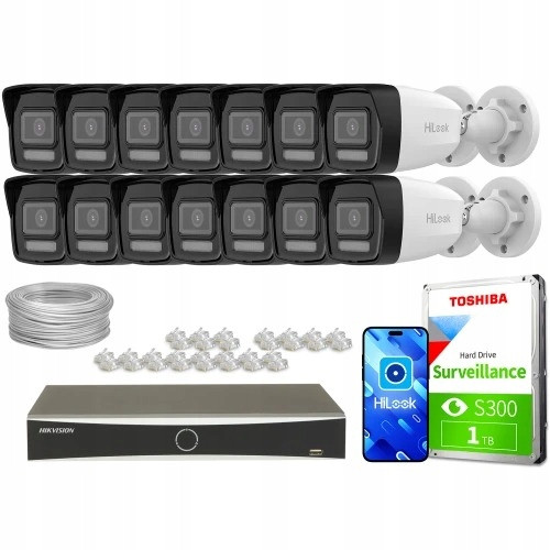 Domácí monitorovací sada firma Ip 14x IPCAM-B2-30DL 2MP FullHD IR30 mikrofon