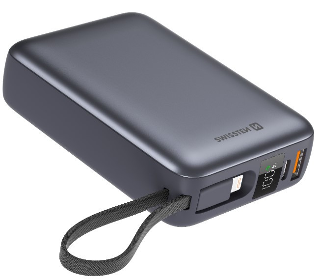 Swissten Powerbanka Power Bank 20000 mAh S Integrovanými Kabely Usb-c A