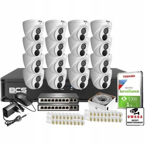 Monitorovací sada domácnost firma 16x BCS-P-EIP24FSR3-Ai1 4MPx Ir 30m mikrofon