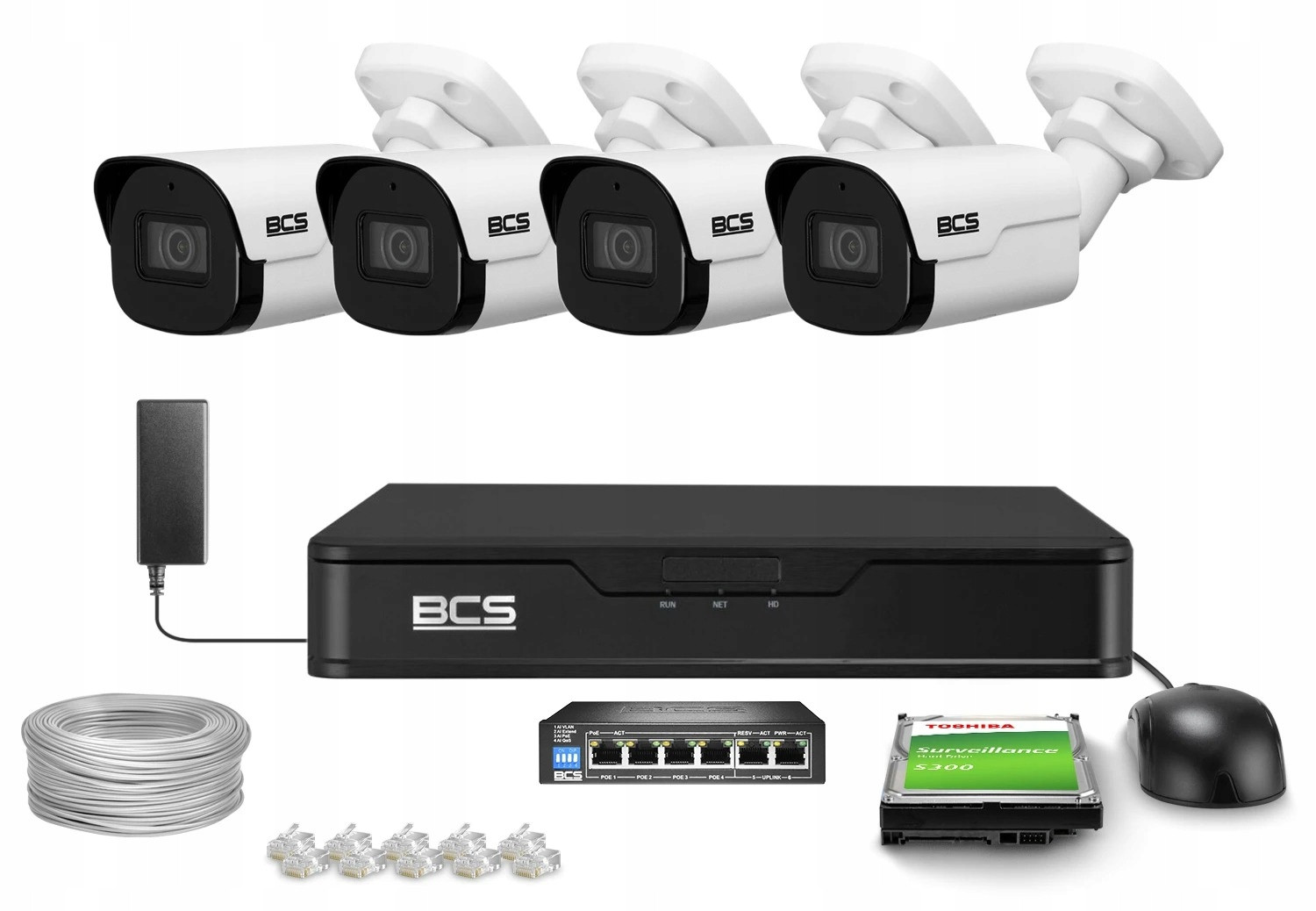 Monitorovací set domácí firma Ip kamery 4x BCS-P-TIP24FSR4-Ai2 5Mpx audio